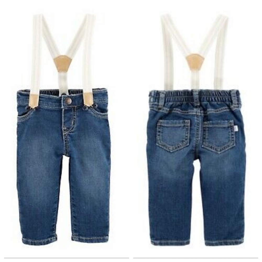 OSHKOSH Boy Sparkle Suspender Pants 0-3M NWT